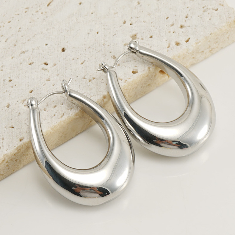 1 Pair Quantity 1 Pair Fashion Oval Plating Stainless Steel 18k Gold Plated Earrings