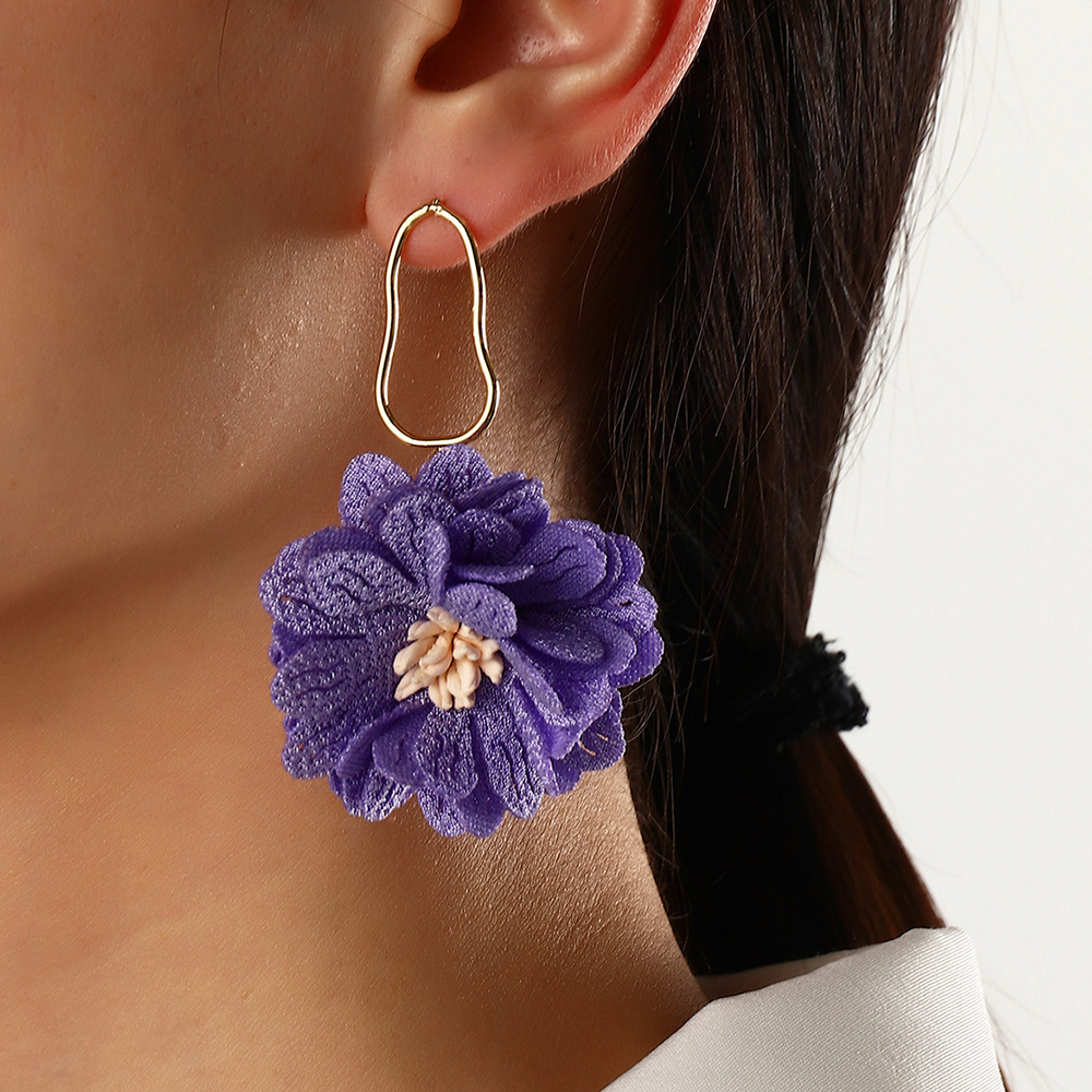 Fabric Flower Earrings Women's Summer Earrings Wholesale display picture 2