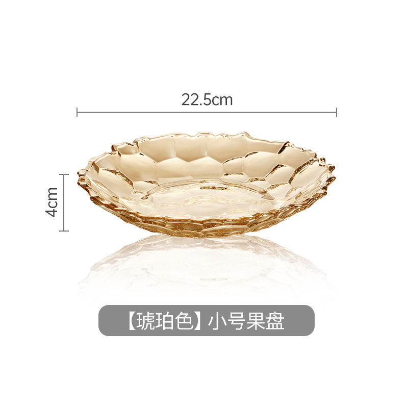Plato de frutas de lujo ligero plato de frutas de vidrio creativo mesa de té de sala de estar doméstica moderna plato de frutas secas semillas de melón dulces platos de bocadillos
