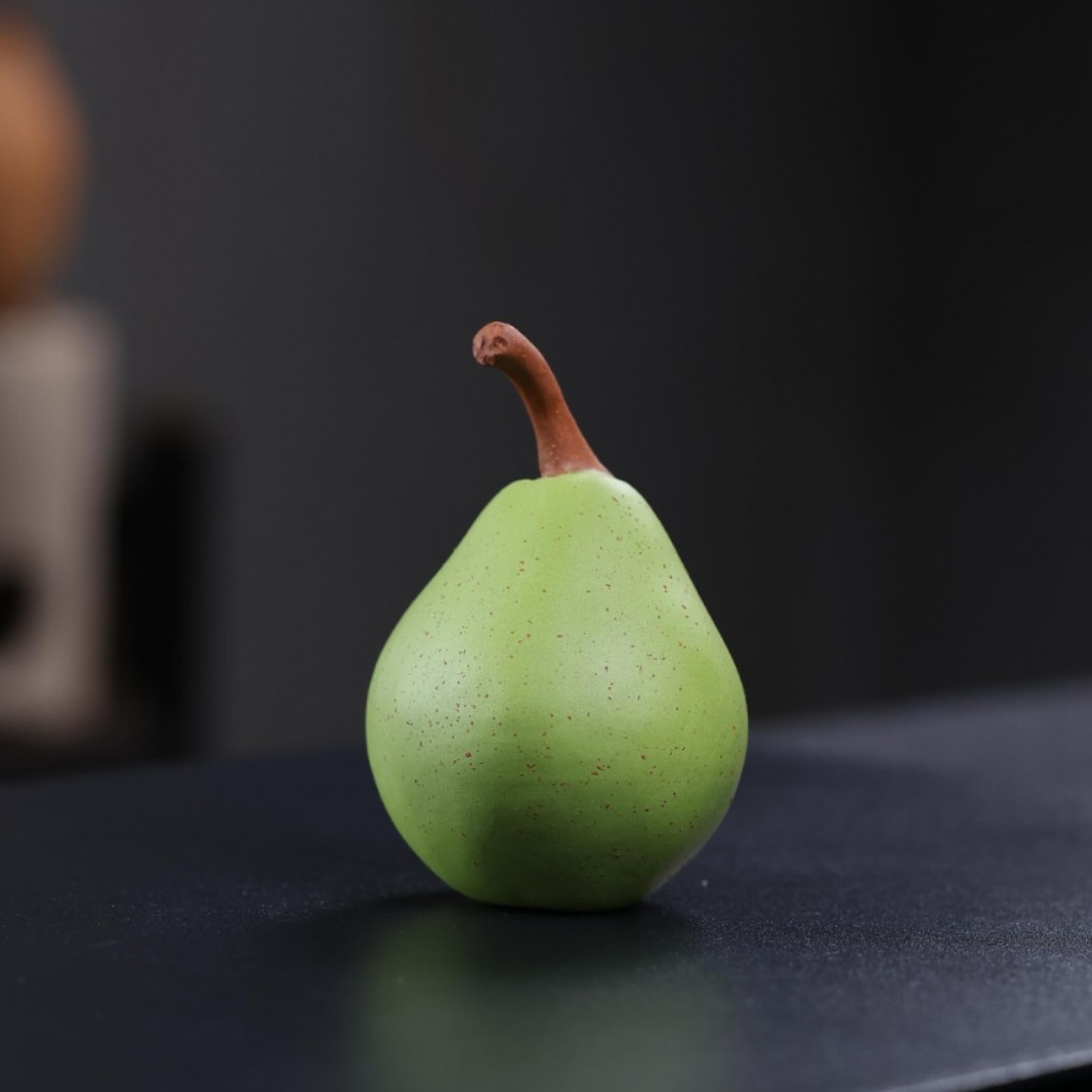 紫砂手工仿真茶宠小青梨鸭梨装饰品茶道茶盘摆件可爱梨子创意茶器