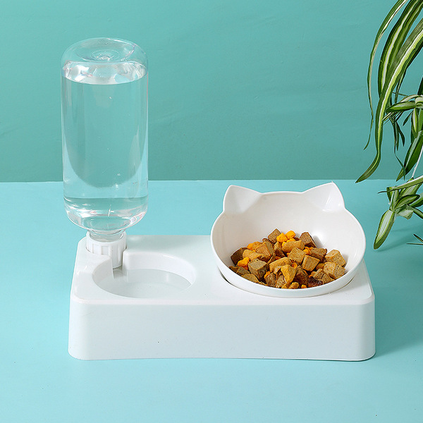 Box with drinking water bottle rectangular base cat double bowl can…
