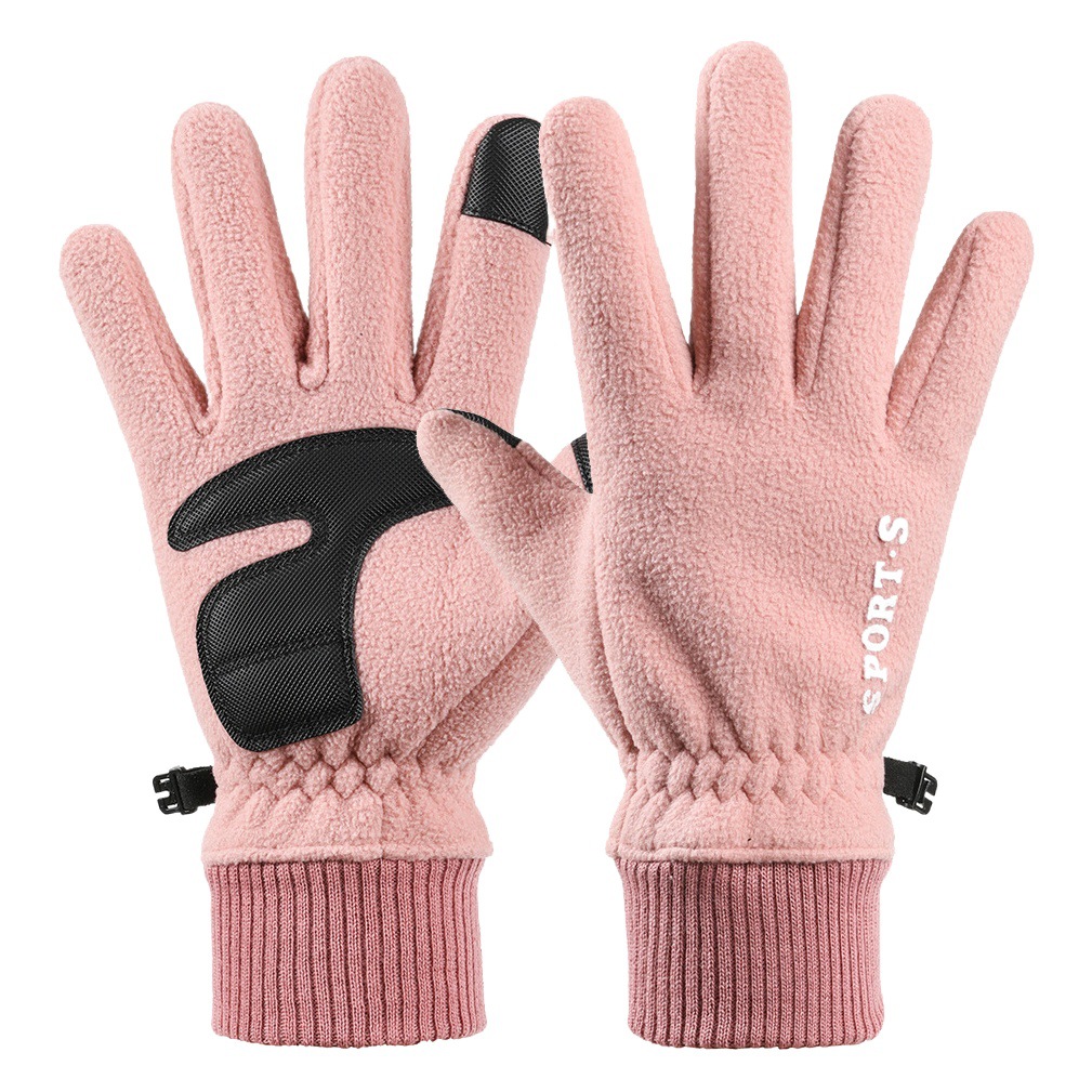 Guantes térmicos de invierno para hombres forrados de lana engrosada pantalla táctil térmica antideslizante al aire libre de doble cara guantes de lana polar