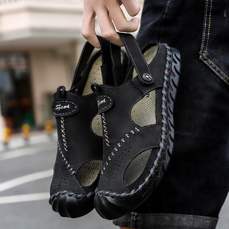 中年男士皮凉鞋