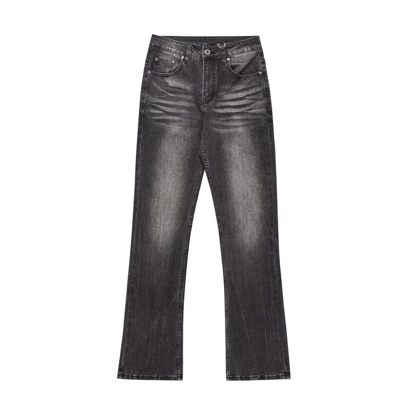 G6070 American Retro Style Unisex Trendy Street Washed Black Design Straight Micro-Flared Men's Denim Pants G6070 American Retro Style Unisex Trendy Street Washed Black Design Straight Micro-Flared Men's Denim Pants