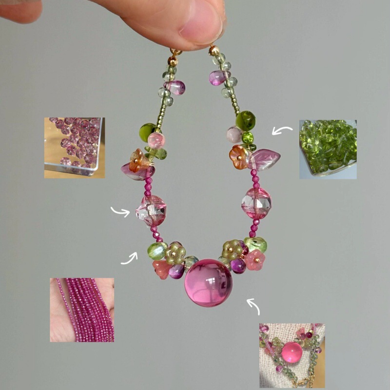 "Black Plum Jam" Sweet Waterdrop Flower Bracelet for Women, Transparent and Atmospheric Rose Red Handmade Beaded Jewelry Wholesale "Black Plum Jam" Sweet Waterdrop Flower Bracelet for Women, Transparent and Atmospheric Rose Red Handmade Beaded Jewelry Wholesale