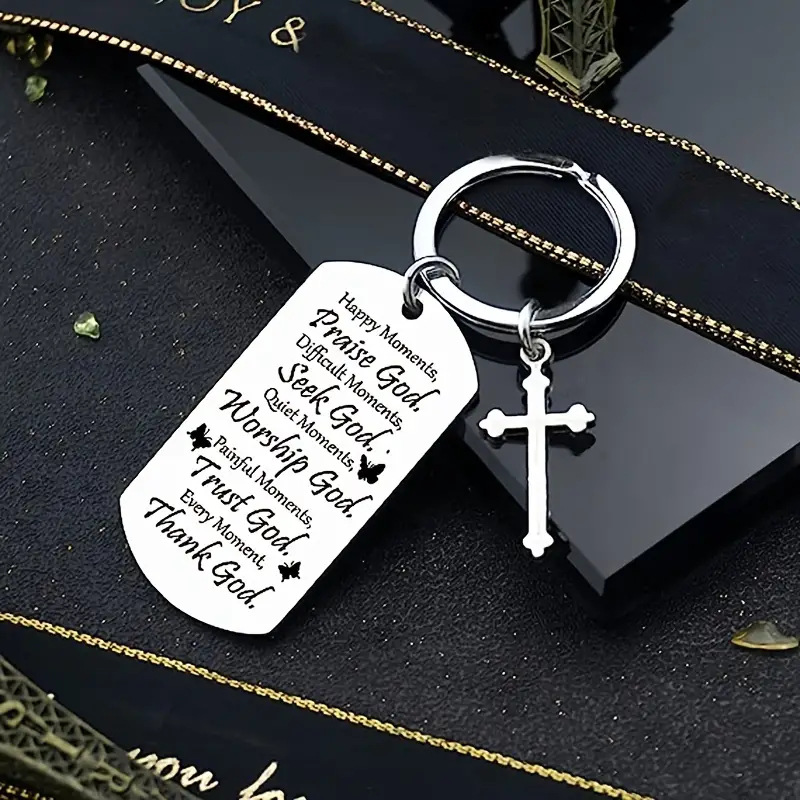 Artistic Cross Letter Stainless Steel Unisex Bag Pendant Keychain display picture 4