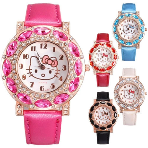 Hello Kitty, милые детские кварцевые часы с мультяшным принтом, в корейском стиле