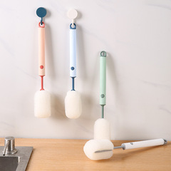 Long-handled loofah cup washing brush, multi-functional household bottle washing brush, water cup brush, double-layer cleaning and decontamination sponge brush