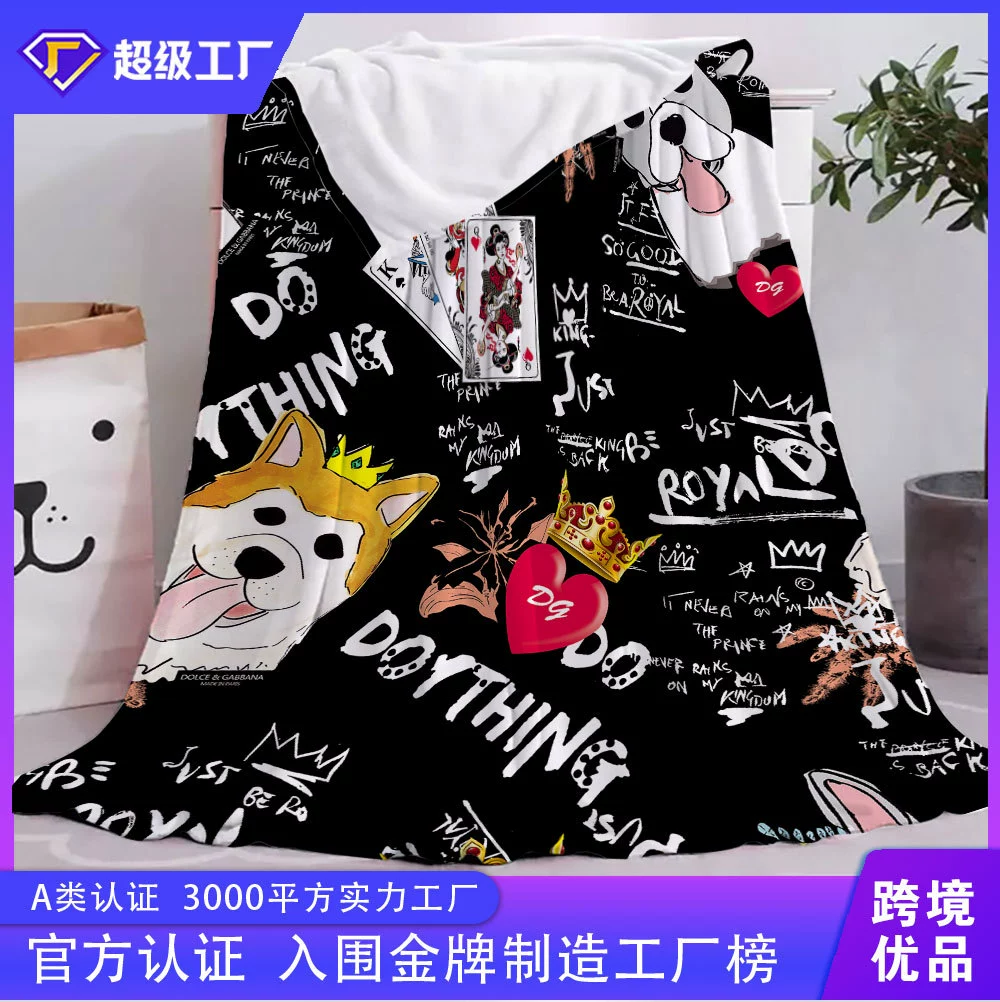 Фланелевое Одеяло AliExpress для внешней торговли, заводское утолщенное двустороннее бархатное одеяло с принтом на заказ, комплект