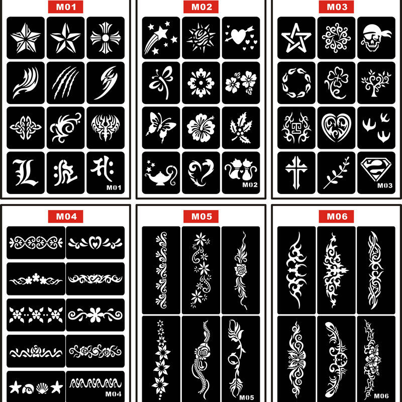 Wholesale New Flower Arm Tattoo Henna Tattoo Symbol Flower Waterproof Tattoo Sticker Cut Out Tattoo Template