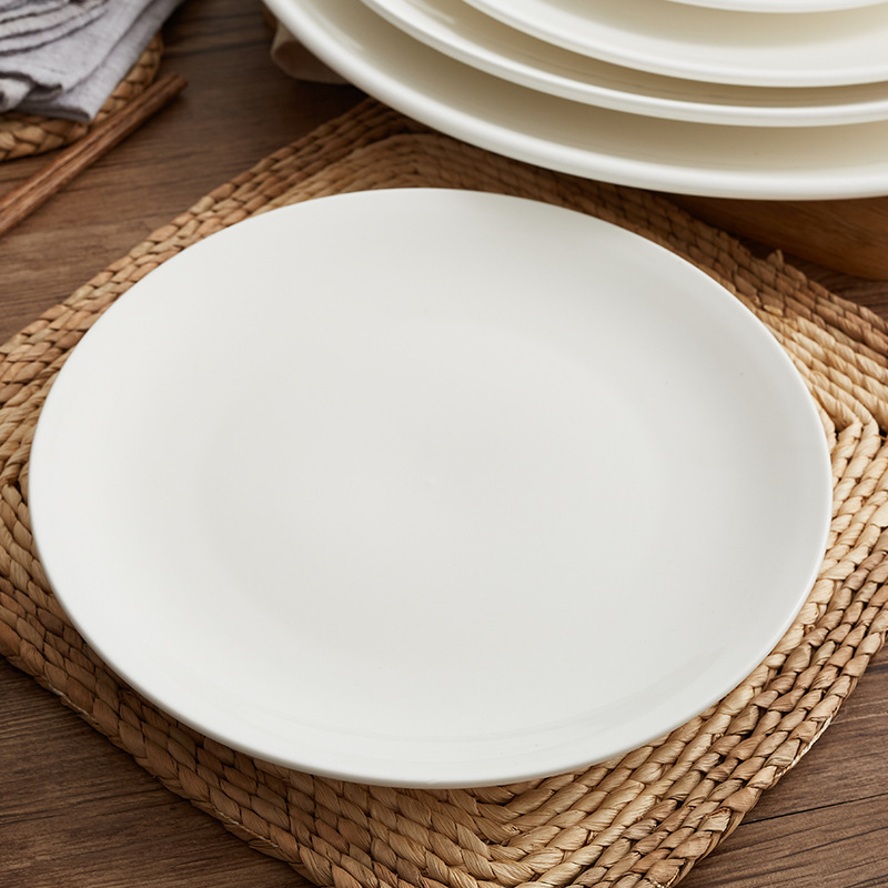 Origin Straight Hair Shanxi Ceramic Plate Western Steak Shallow Plate White Hotel Tableware Ceramic plates