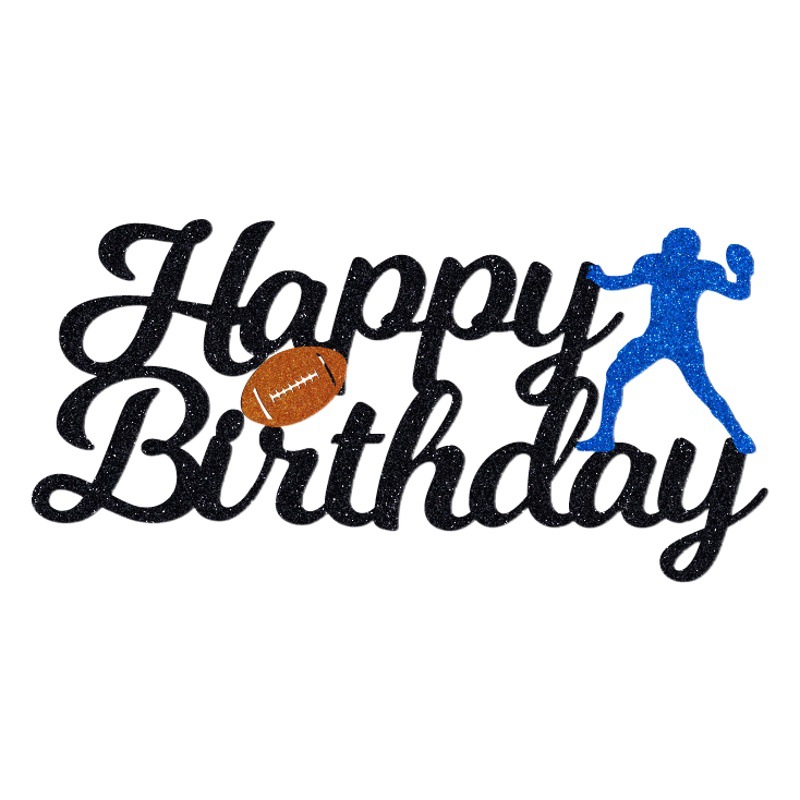 Nuevo Tema de rugby fiesta pastel tarjeta inserción tema deportivo Feliz cumpleaños pastel decoración gran enchufe