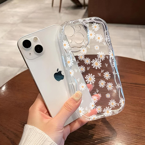 Wavy Daisy Apple 15promax Mobile Phone Case Wholesale ip14 Apple 13 Transparent 12 Floral 11 Protective Cover 