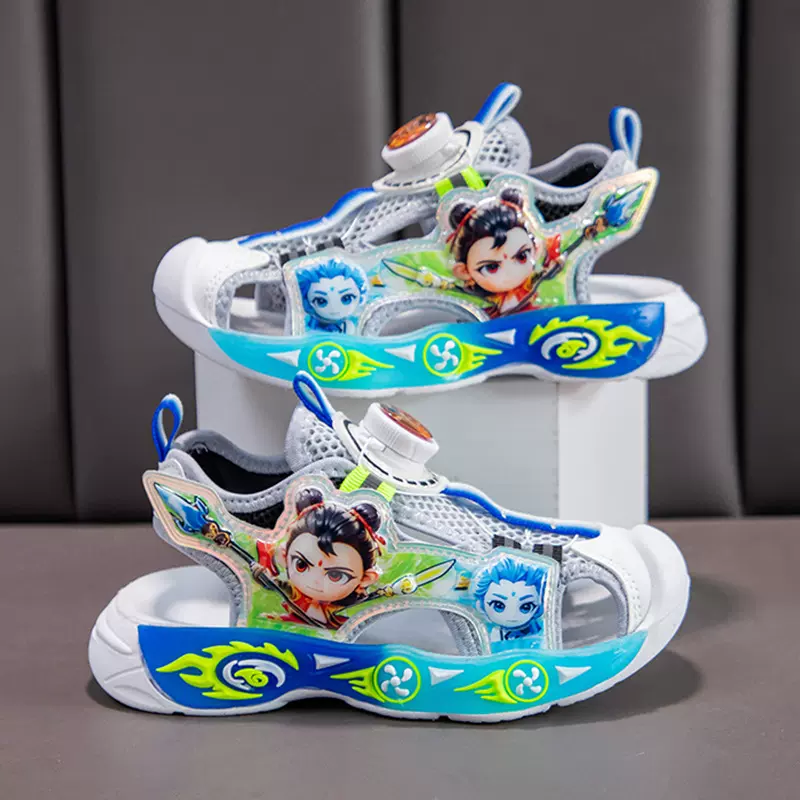 男童包头凉鞋软底儿童沙滩鞋夏季哪吒童鞋卡通潮流小男孩运动凉鞋