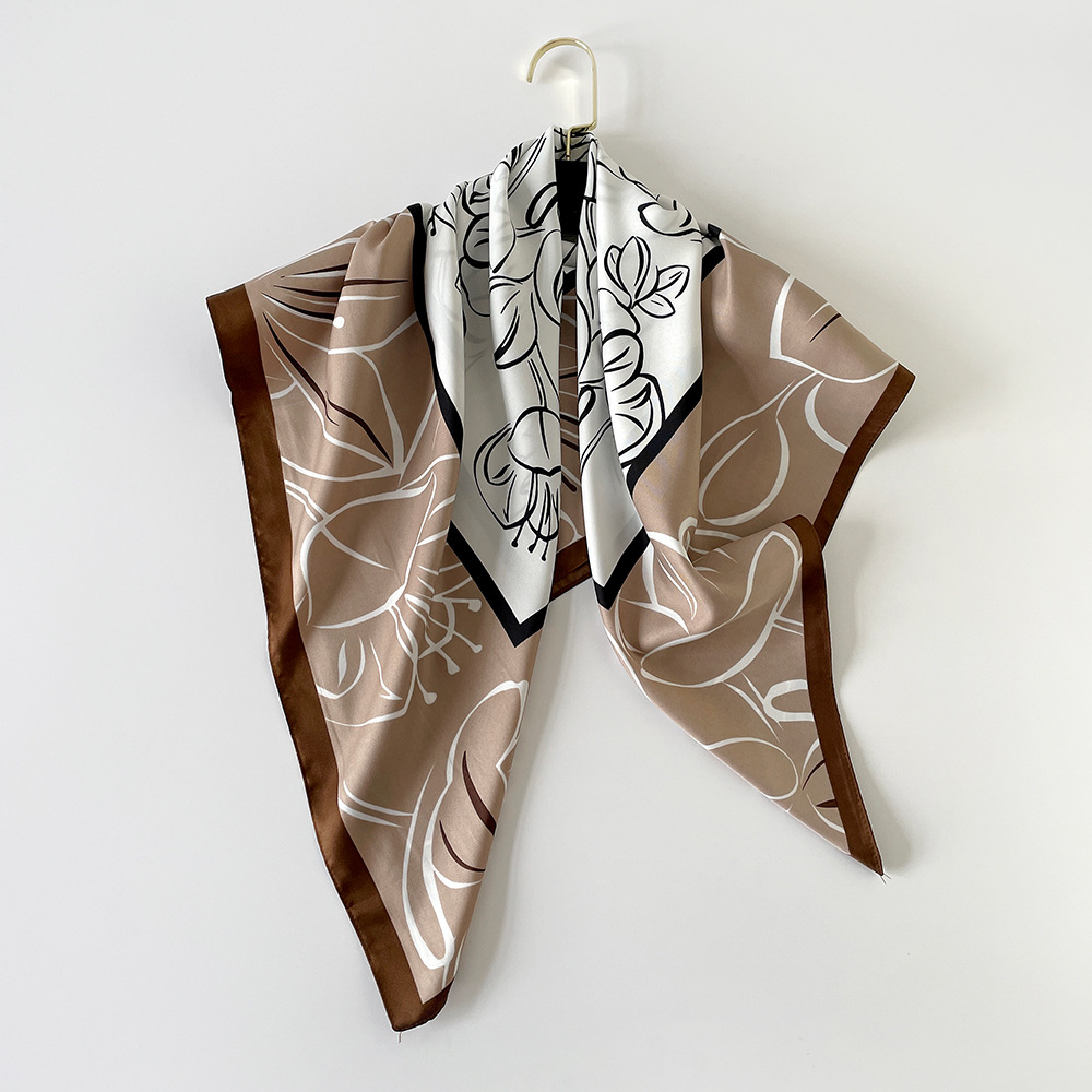 Women's Satin Square Scarf Versatile High-End Imitation Silk Printed Shawl Necklace Spring 90s Style_voghion.com