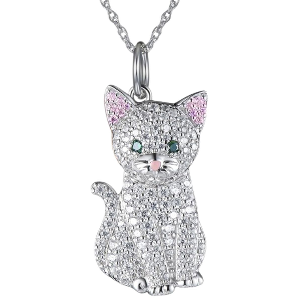 Heißer Verkauf Nette Weiße Katze Anhänger Halskette Exquisite Rosa Ohr Kätzchen Cartoon Halskette Geburtstag Geschenk Schmuck_voghion.com