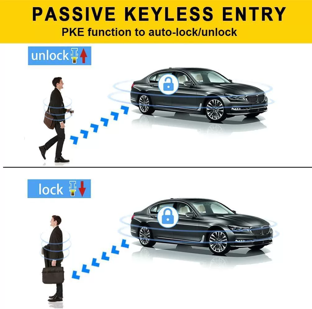 BANVIE ① Passive keyless Entry Car Alarm System + ② Remote