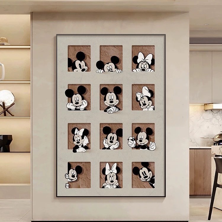 米奇现代简约装饰画可爱卡通儿童房挂画落地大幅玄关画餐厅摆画|undefined