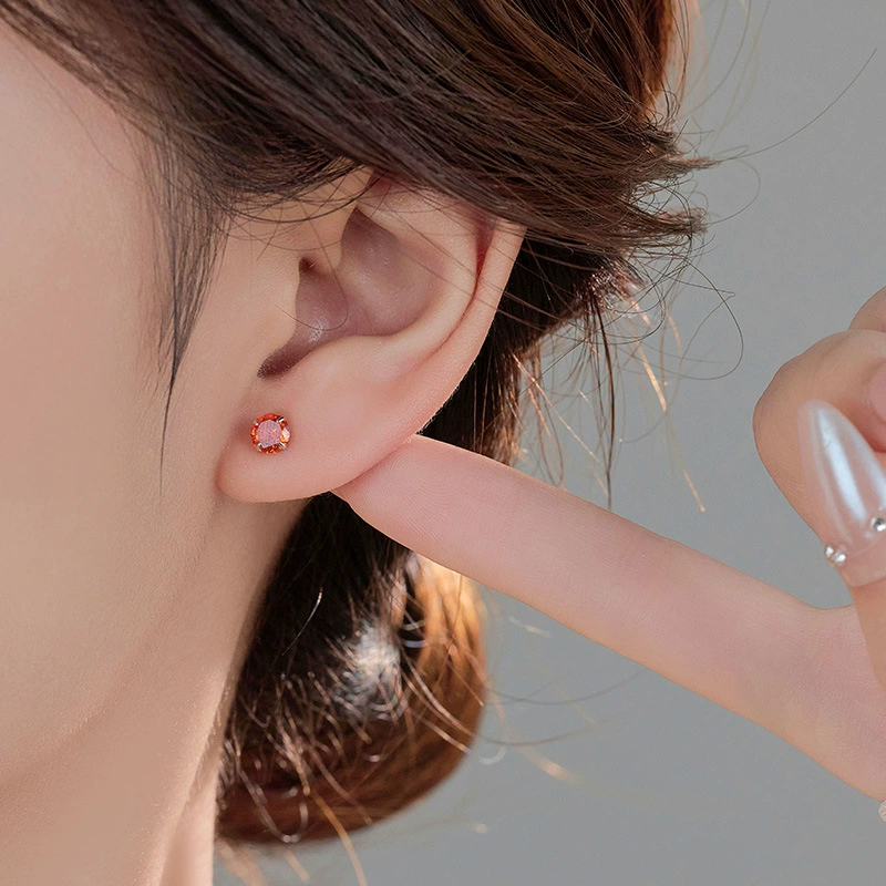 榕树下 S999 Yinxin Pin Twelve Crescent Earrings Female Nourishing Ear Claw Cultivation Diamond Earrings