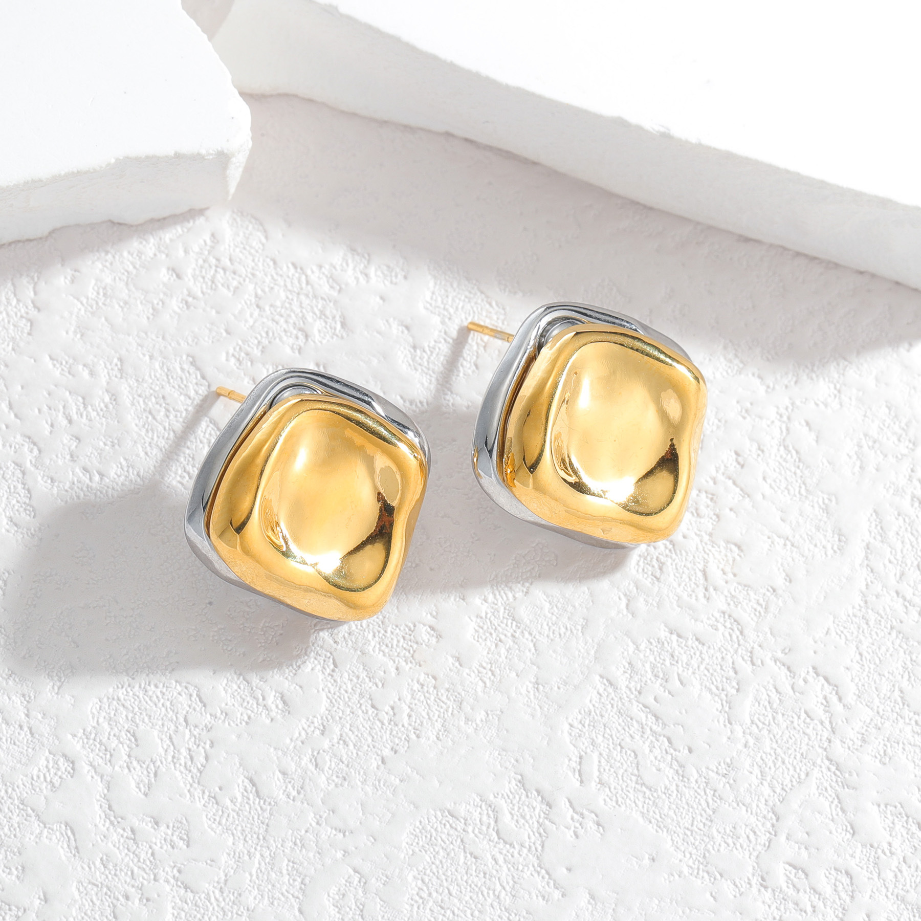304 Stainless Steel Material 1 Pair Retro Commute Geometric Heart Shape Flower Plating 304 Stainless Steel Ear Studs