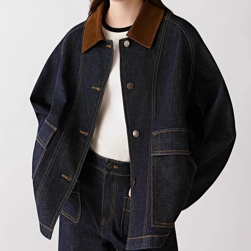 [Soil Denim] Ic Xiaohe Women's Clothing 2025 Autumn New Cotton Stretch Denim Barn Style Short Jacket