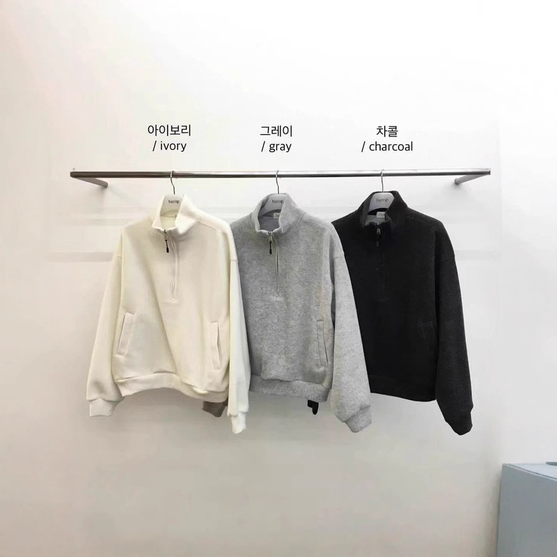[Pre-Sale] Korean Dongdaemun Hemp2025 New Winter Fashion Versatile Half-Zip Sweatshirt
