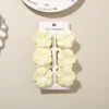 #1 Milk White [Set of 6 with Card] 4cm Pearlescent Hibiscus Flower Style