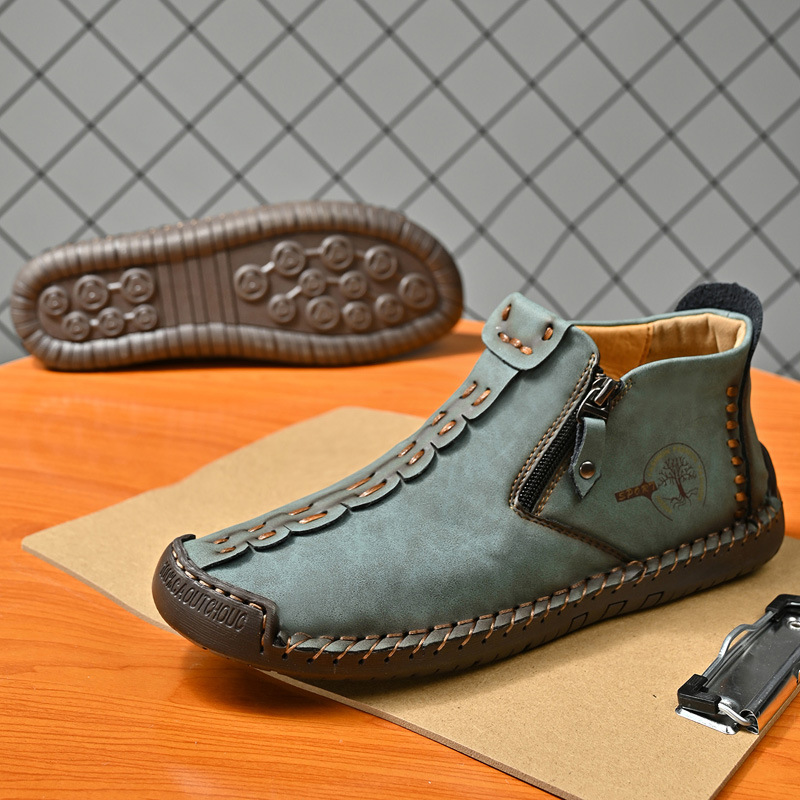 Botas cortas para hombre, nuevas de otoño e invierno, en existencia, botas Martin con cremallera y sin cordones, a la moda, botas para hombre de punta cerrada, hechas a mano, de talla grande, para exportación.