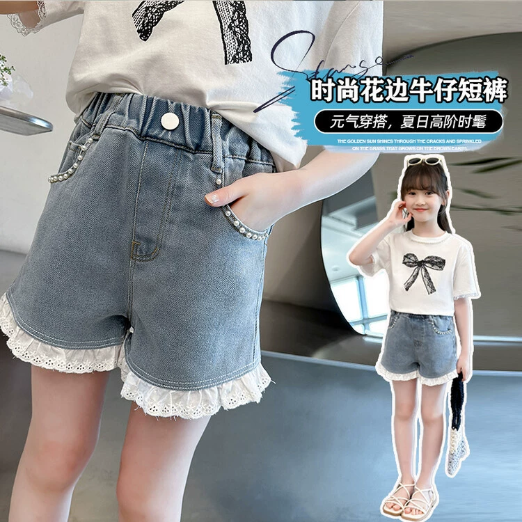 Летняя джинсовая юбка, детские шорты, casual брюки из жемчуга, корейский стиль, для подростков