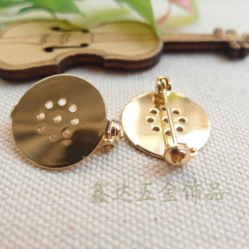 Color retention 18K gold diy brooch material accessories brass 18MM safety pin chest pin holder disc brooch Color retention 18K gold diy brooch material accessories brass 18MM safety pin chest pin holder disc brooch