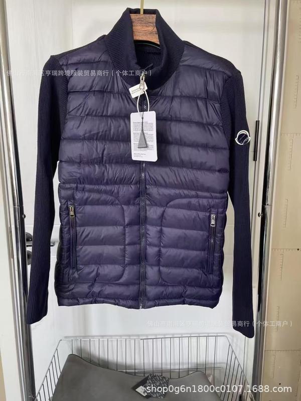 欧洲站新款M家针织拼接休闲羽绒服 男白鸭绒保暖时髦修身羽绒外套|undefined