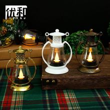 复古小马灯小油灯led发光装饰摆件煤油灯手提灯圣诞万圣装饰