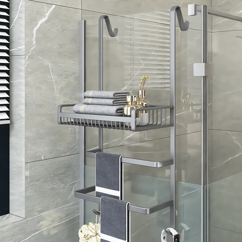 Towel Rack Bathroom Storage Rack Hanger Bathroom Clothes Shelf Shower Room Glass Door Bathroom Towel Rack Hanging