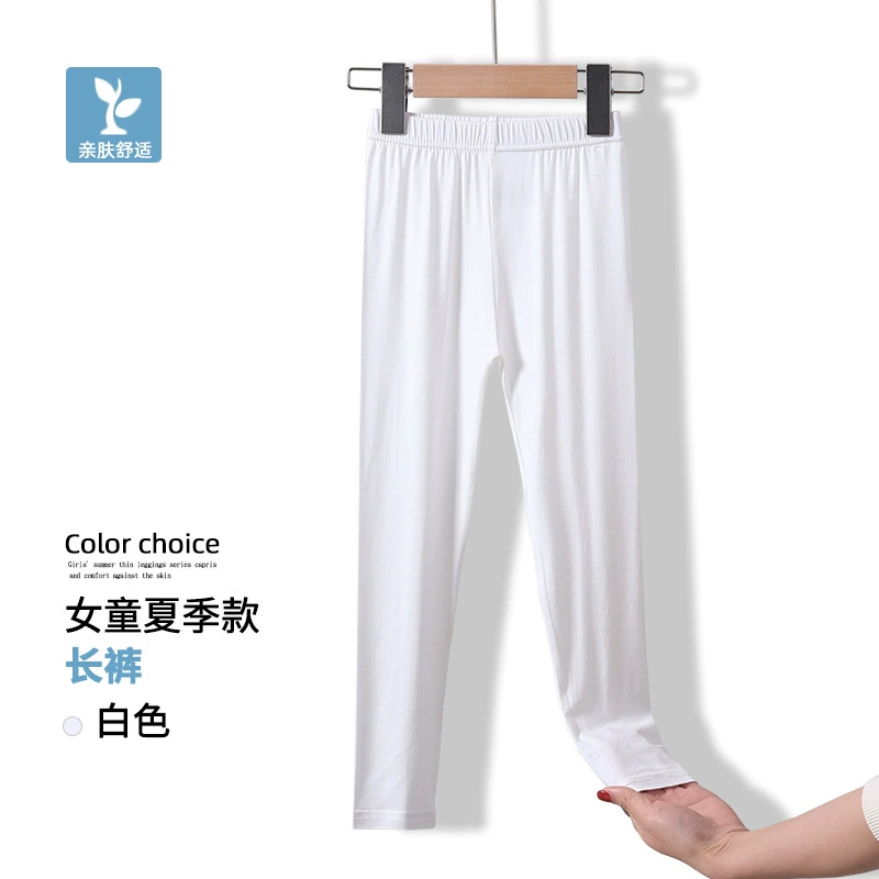 Summer leggings, black children's white colored trousers, for teenagers