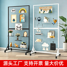网格展示架铁艺立式摆摊折叠便携式饰品置物架