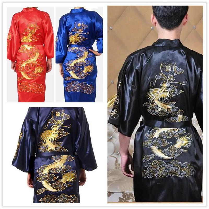 Black bathrobe, with embroidery