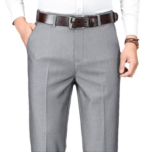 Men's Business Western Straight Leg Casual Summer Dress Pants Elastic Mid Straight Summer Pants