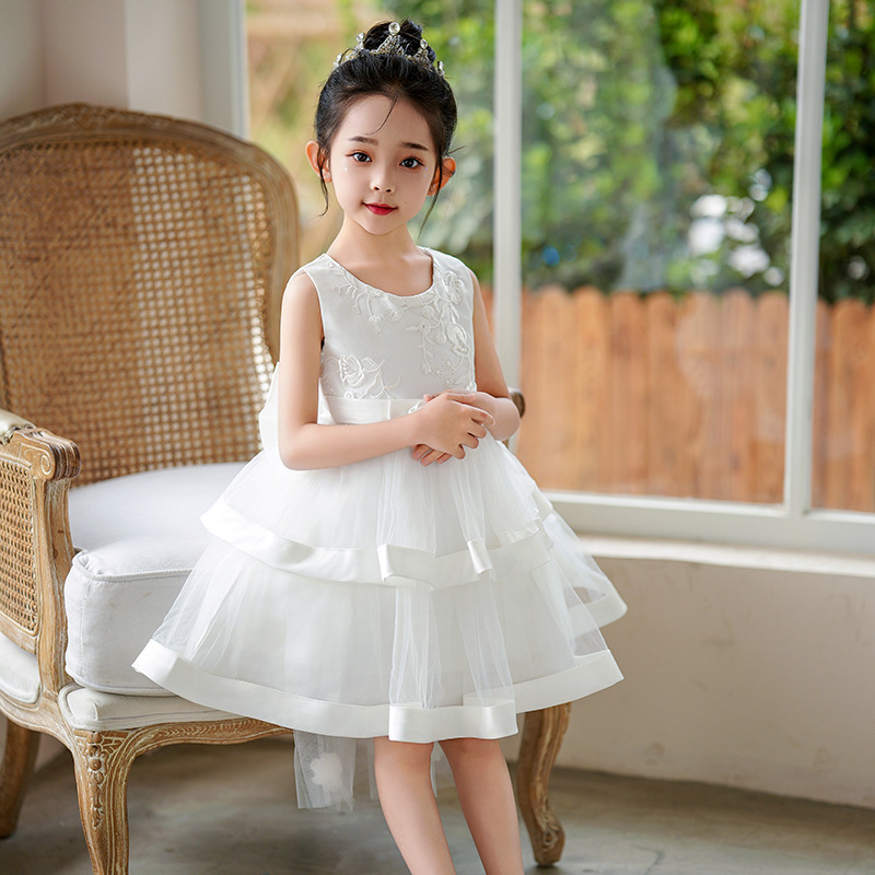 Vestido infantil vestido de princesa de verano niñas de alta gama trajes de cola gorilla de vestido de desfile de flores