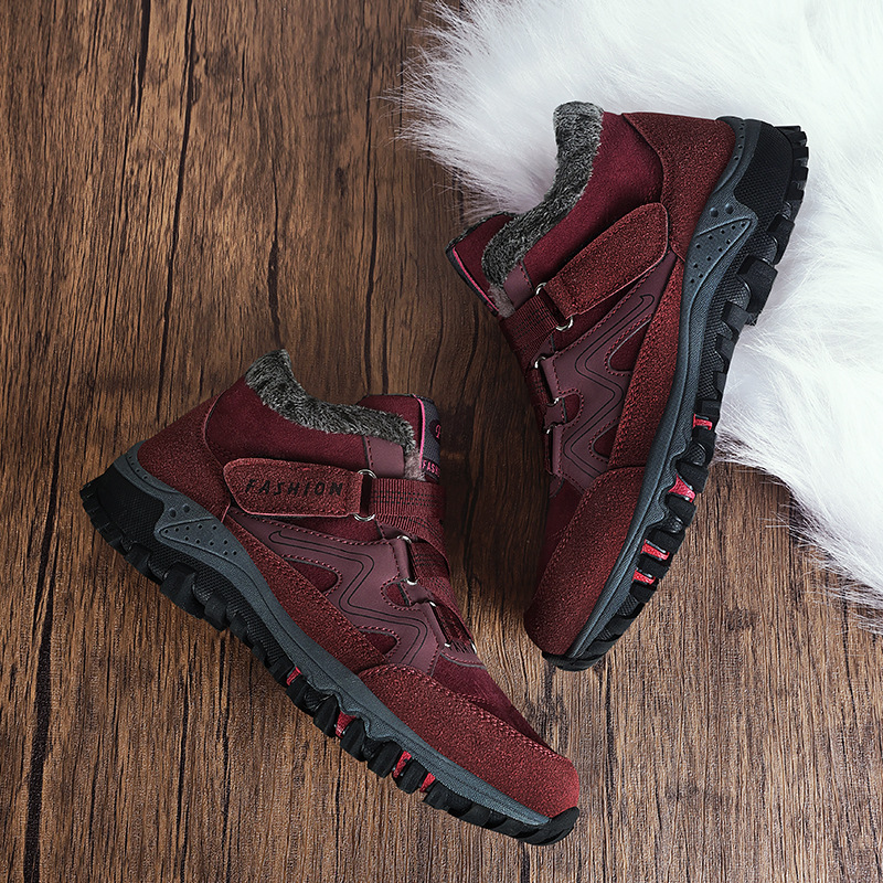 Gruesas botas de nieve cálidas zapatos de algodón con forro polar de invierno para mujer zapatos casuales ligeros resistentes al desgaste zapatos al aire libre zapatos de senderismo para mujer