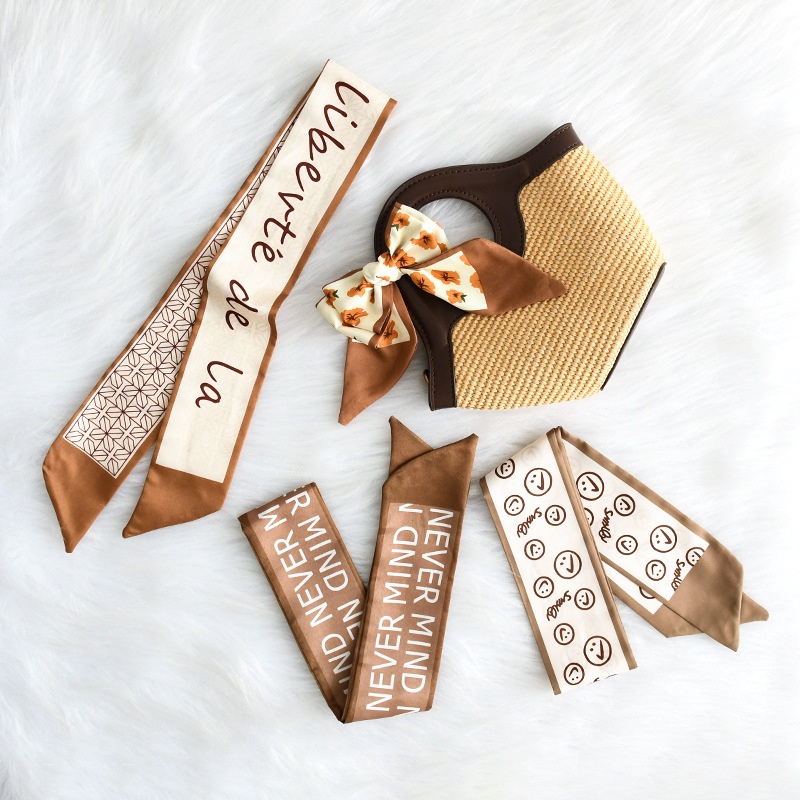Primavera y otoño lindo y dulce bufanda de seda larga cinta para el cabello caja de regalo bolsa de amarre cinta multifunción fresca pequeña y versátil