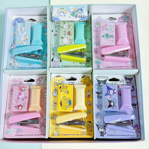 Sanrio mini stapler highlighter set cute Kuromi staple remover student stationery desktop stapler
