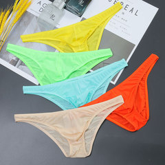 New transparent men's briefs, small briefs, sexy and interesting gay low-waist ice silk ultra-thin thong cross-border