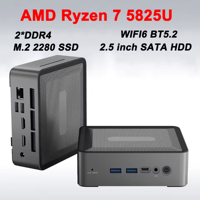 New Amd Ryzen R7 5825U High-Performance Gaming and Office Mini Pocket Desktop Computer