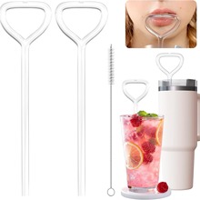 flute straw防皱唇玻璃吸管异形玻璃吸管创意玻璃吸管 爱心形吸管