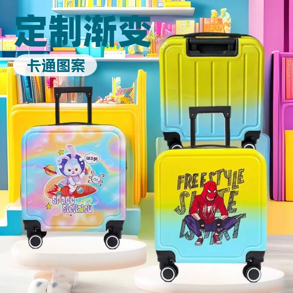Gradient Children's Trolley Suitcase 20-Inch Universal Wheels Customizable Luggage with Logo Printing Student Password Travel Case Spine Protection
