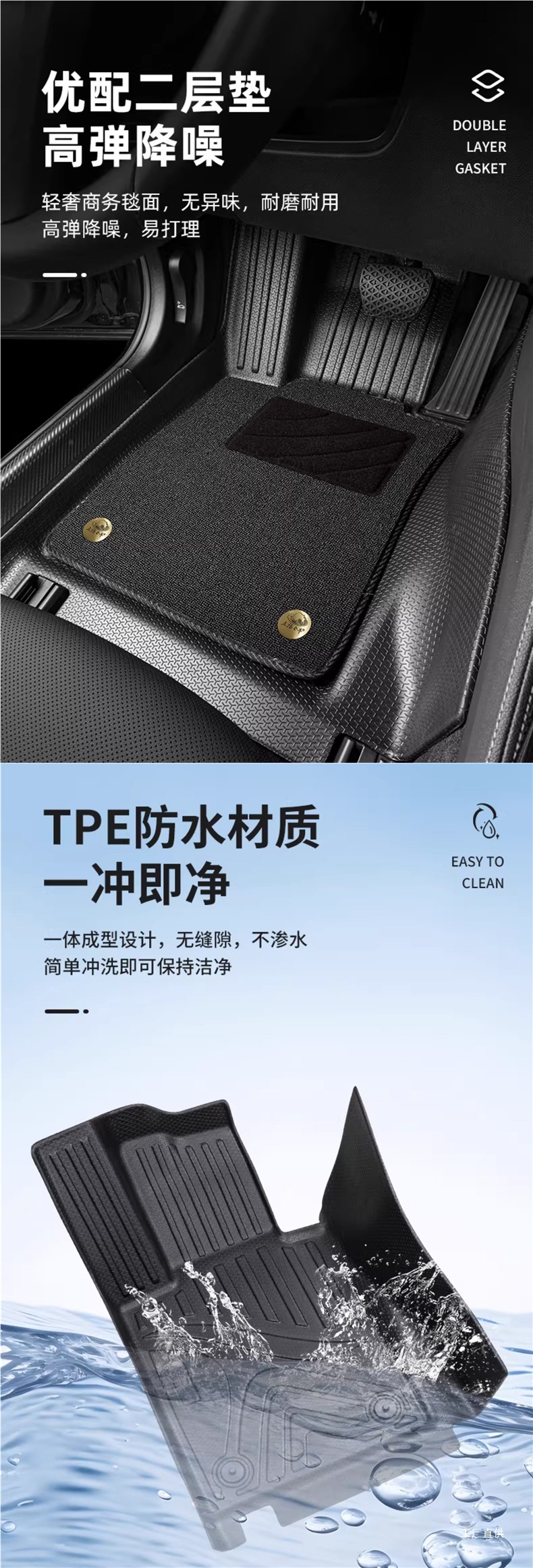 Five Blessings Golden Bull Full Surround Tpe Car Floor Mats for Audi A6L, Tesla, Byd, Envision, Peihui