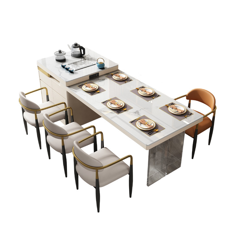 Light Luxury Rock plate Island table mesa de comedor abierta integrada Home Kitchen Middle Island table multifuncional retráctil Tea table bar counter