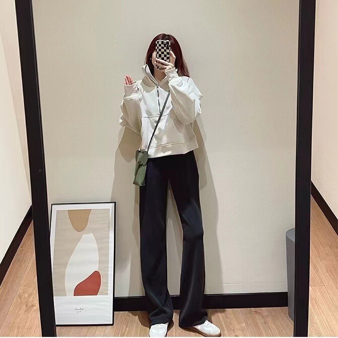 26 Spring/Summer Lulu Style Soft and Drapey Slimming Thin Drawstring High-Waisted Straight Wide-Leg Yoga Sports Pants for Women