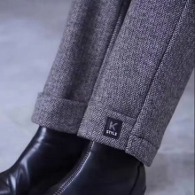 女士小个子冬季裤子加绒呢子阔腿筒裤中年妈妈装秋冬长裤外穿百搭