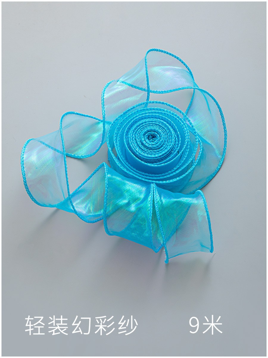 Fábrica al por mayor de color sólido gasa cinta arco nudo bolsa flor cinta copia borde gasa cinta flor embalaje fishtail hilo cinta